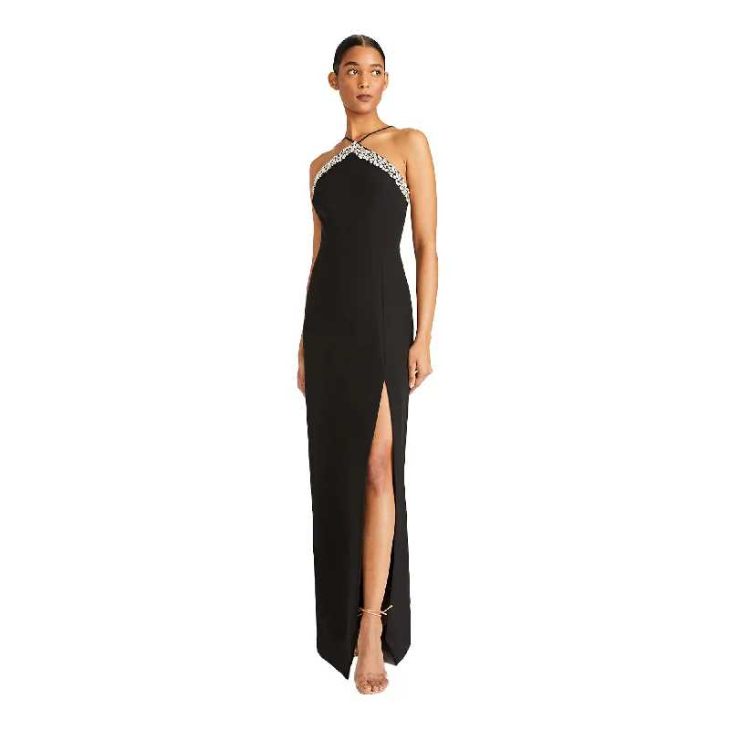 Ml By Monique Lhuillier Women's Kira Black Long Dress Turtleneck Neckline Stylish