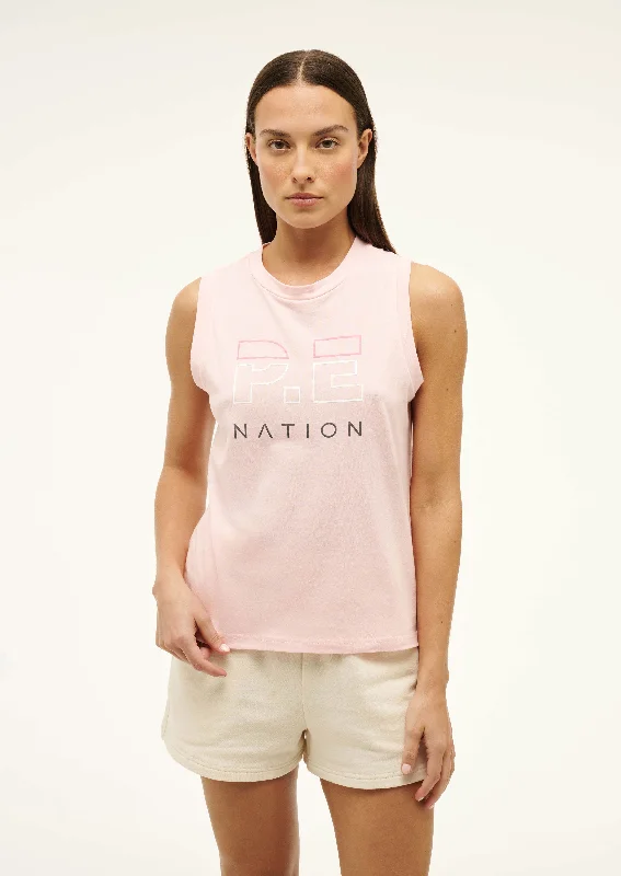 HEADS UP TANK IN CRYSTAL ROSE one shoulder tank