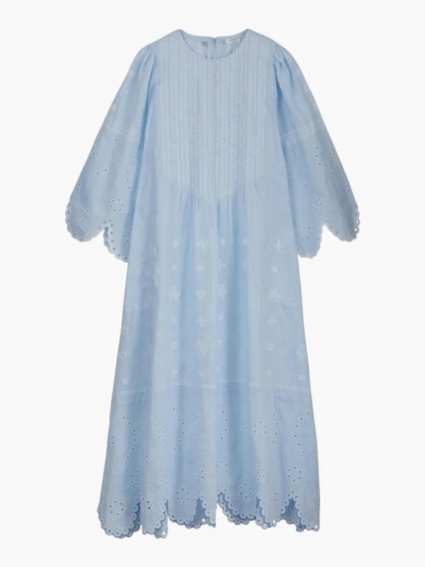Maryna Embroidered Ukrainian Dress | Light Blue Casual Short Summer