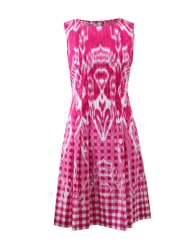 Gingham Ikat Drop Waist Dress Tunics Luxurious high-end