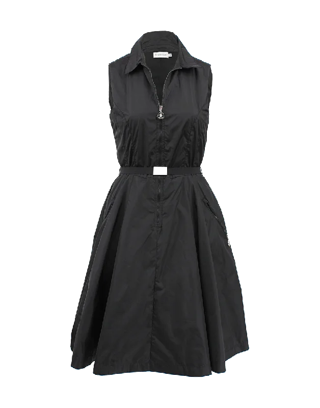 Zip Front Dress With Belt Tunics Formal black