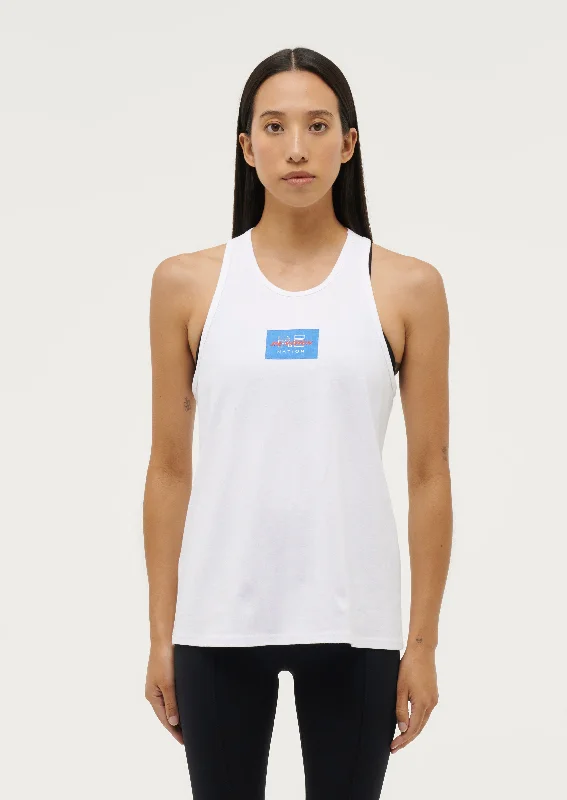 TRIFECTA TANK IN WHITE athletic tank top