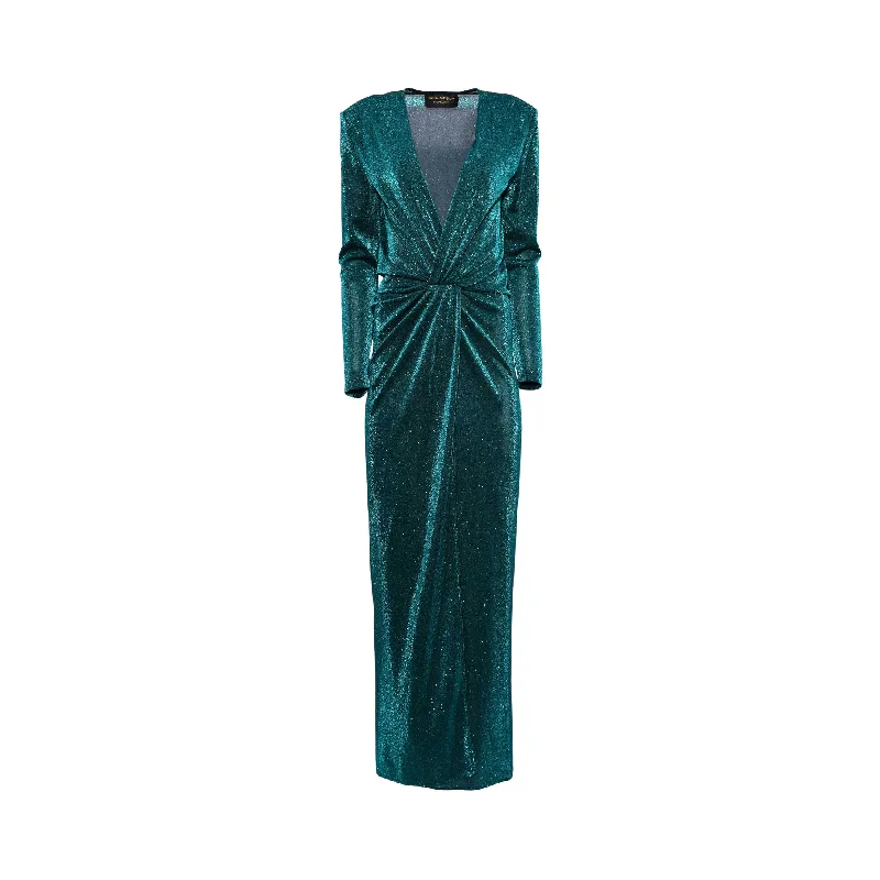 Simona Corsellini Women's Sparkling Emerald Long Dress Tunics Office stylish