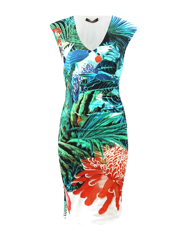 V-Neck Tropical Dress Tunics Trendy modern