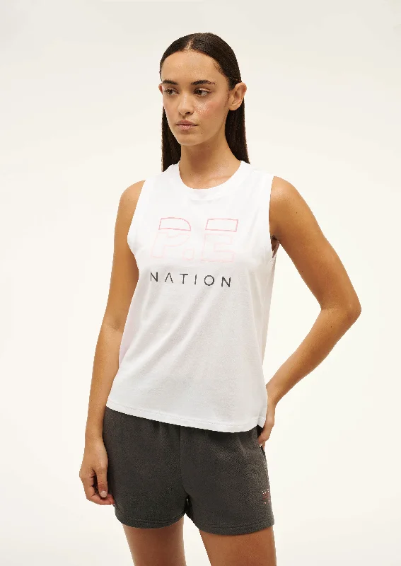 HEADS UP TANK IN OPTIC WHITE scoop neck tank