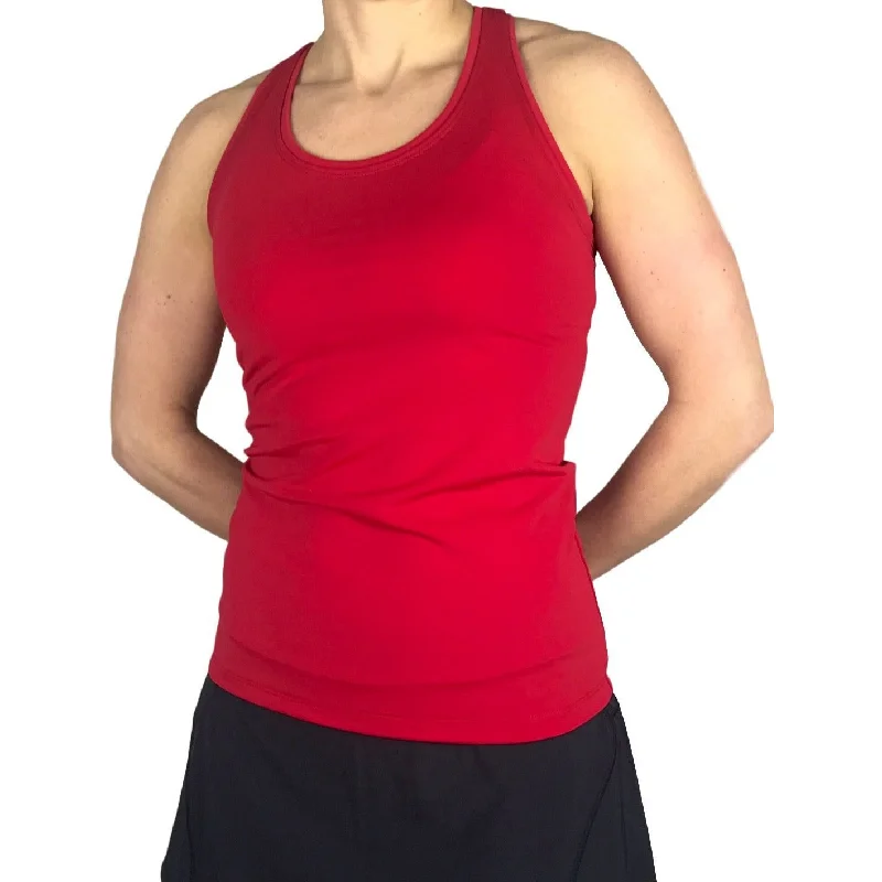 Red Racerback Athletic Tank, Golf Shirt, Tennis Shirt, Running Shirt or Top, Yoga Top floral tank top