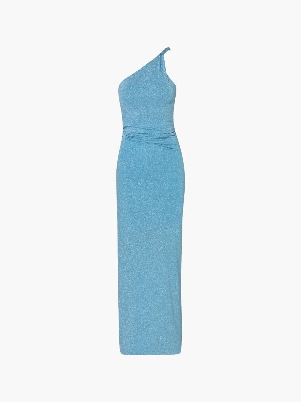 Celele Dress | Blue Cowl Neckline Elegant