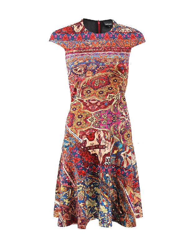 Persian Print Back Zip Dress Tunics Leisure comfortable