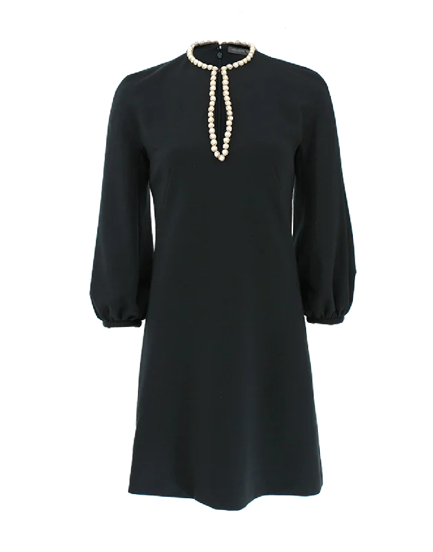 Pearl Trim Tunic Dress A-Line Day Work