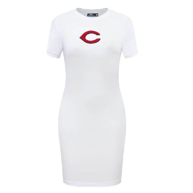 MLB CINCINNATI REDS CLASSIC WOMEN'S BODY CON DRESS (WHITE) Pencil Office Professional MLB CINCINNATI REDS CLASSIC WOMEN'S BODY CON DRESS (WHITE) Pencil Office Professional