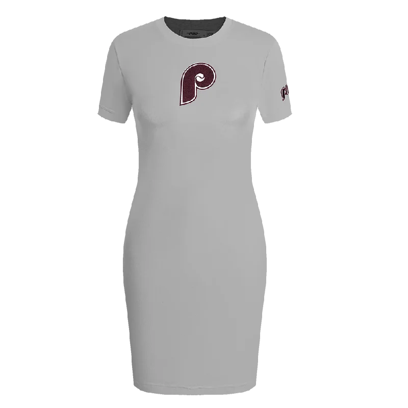MLB PHILADELPHIA PHILLIES RETRO CLASSIC WOMEN'S BODY CON DRESS (HEATHER GREY) Tunics Versatile all-occasion MLB PHILADELPHIA PHILLIES RETRO CLASSIC WOMEN'S BODY CON DRESS (HEATHER GREY) Tunics Versatile all-occasion