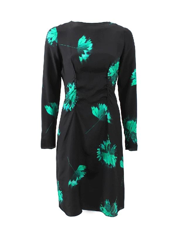 Boatneck Flower Print Dress Tunics Trendy modern