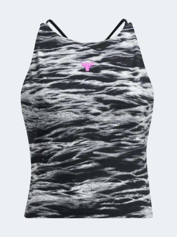 Under Armour Project Rock Lets Go Bench To Beach Printed Women Training Tank Black/Vivid Magenta adorable tank top