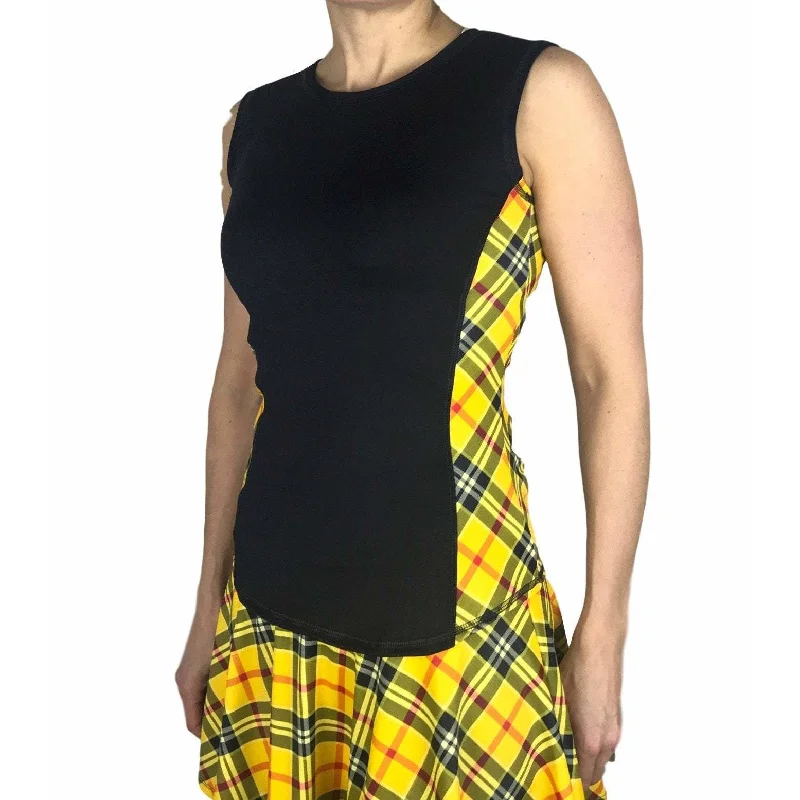 Yellow Plaid Athletic Tank, Golf Shirt, Tennis Shirt, Running Shirt or Top, Yoga Top peekaboo tank top