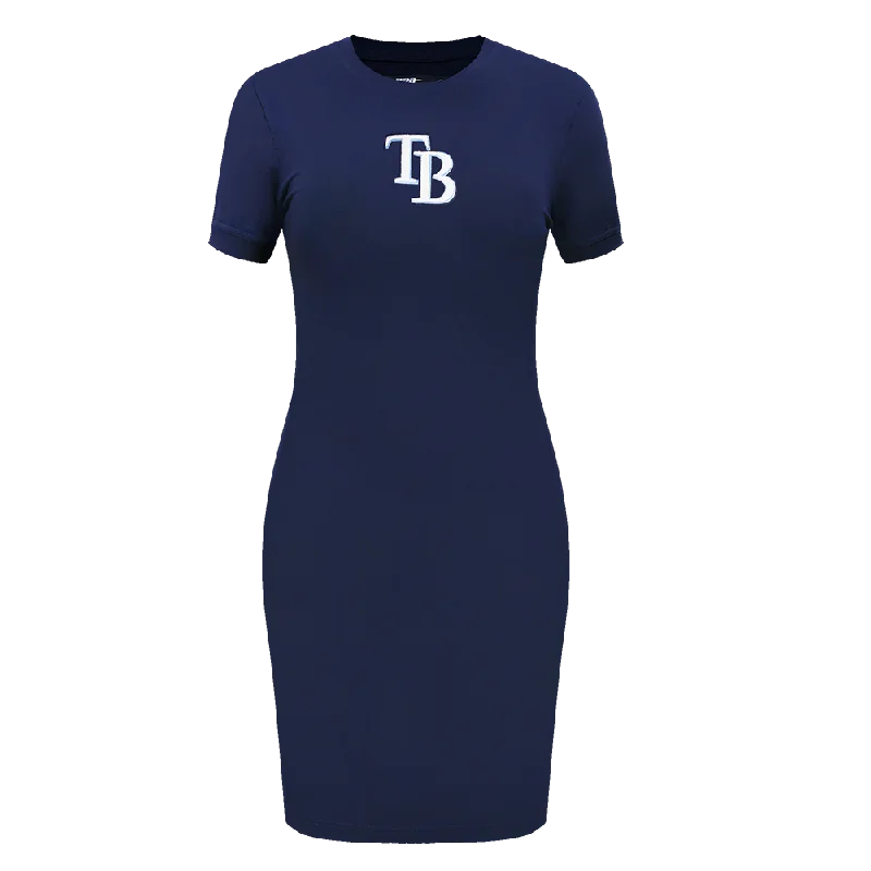 MLB TAMPA BAY RAYS CLASSIC WOMEN'S BODY CON DRESS (MIDNIGHT NAVY) Crew Neckline Casual MLB TAMPA BAY RAYS CLASSIC WOMEN'S BODY CON DRESS (MIDNIGHT NAVY) Crew Neckline Casual