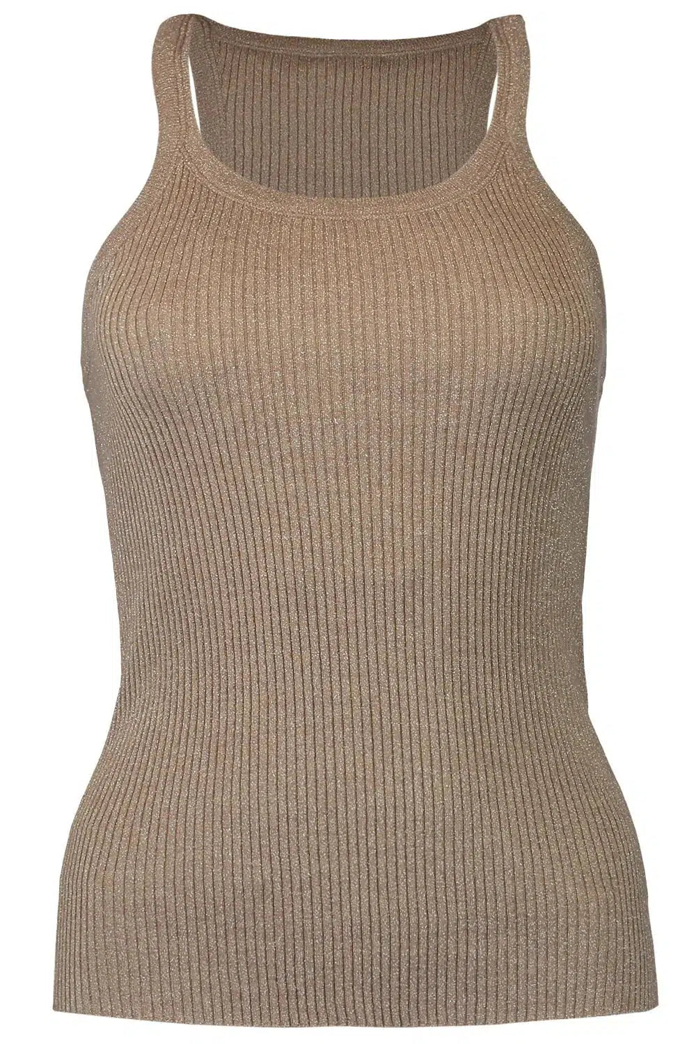 Ribbed Scoop Neck Tank - Tobbaco Brown graphic tank top