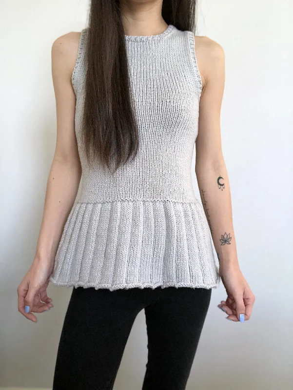 Knit Kit - Del Rey Peplum Tank silver tank top