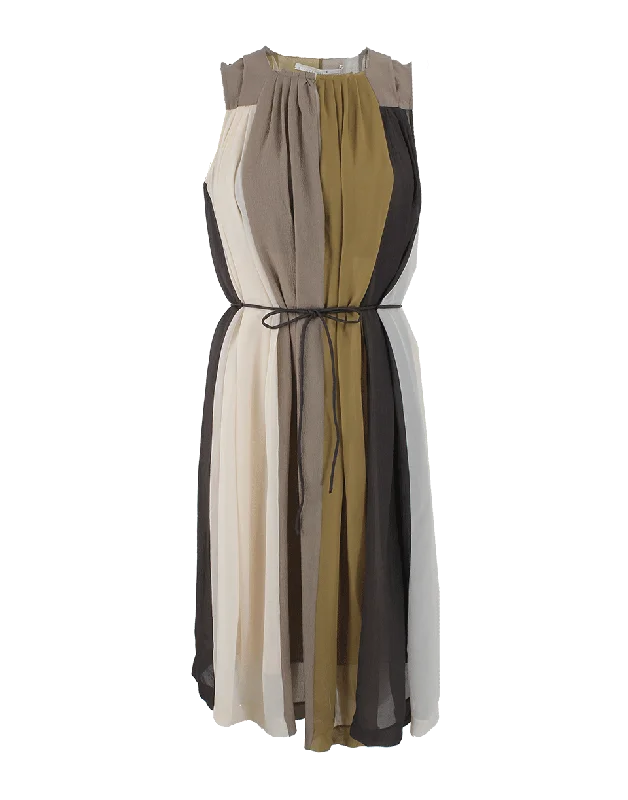 Sleeveless Pleat Belted Dress with Slip Tunics Essential wardrobe