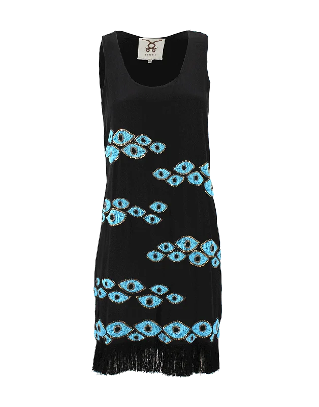 Evil Eye Embroidered Dress Tunics Fashionable trendy