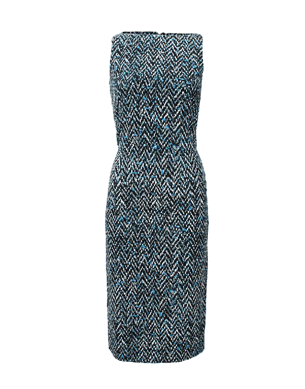 Tweed Print Slim Dress A-Line Day Work