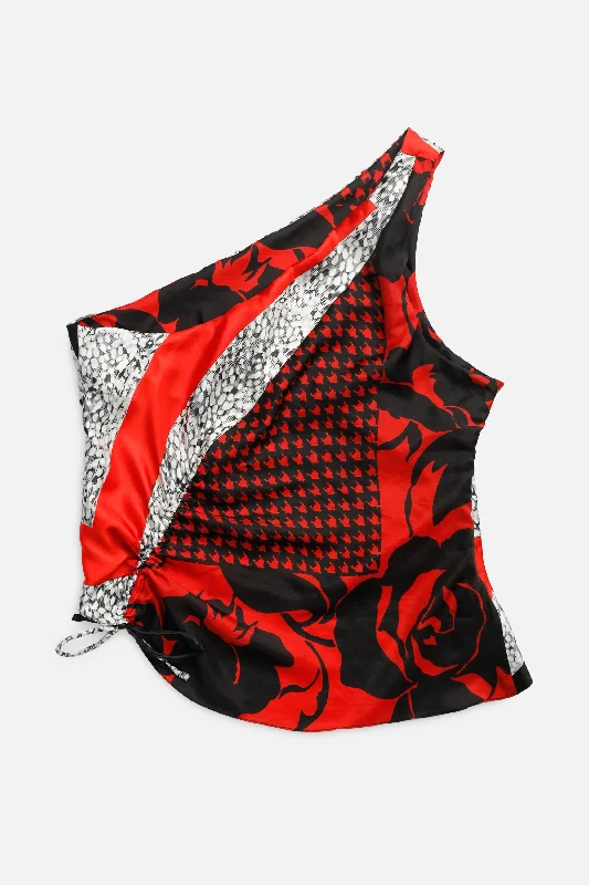 Rework Silk Scarf Ruche Tank - XXL coral tank top