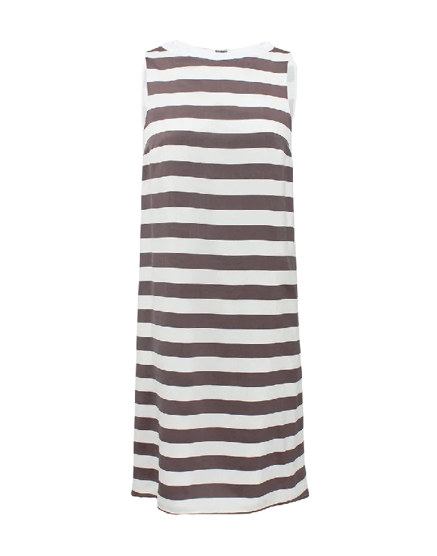 Sleeveless Stripe Monili Back Dress Tunics Business professional