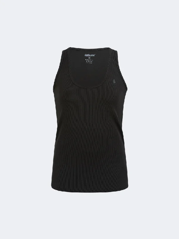 Oil And Gaz Ribbed Women Training Tank Black cotton tank top