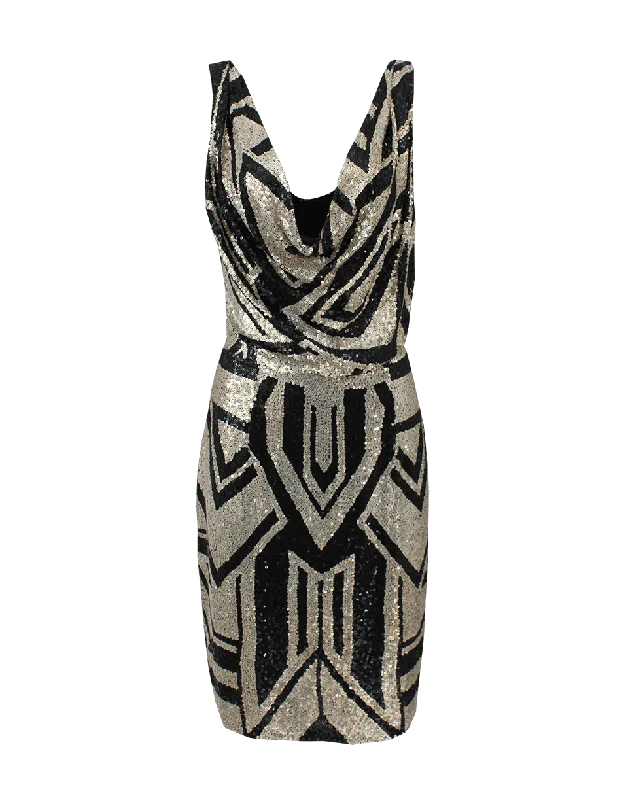 Sleeveless Deco Sequin Cowl Dress Tunics Leisure comfortable