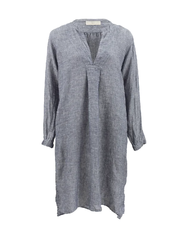 Isobel V-Neck Linen Dress sweetheart Neckline Romantic