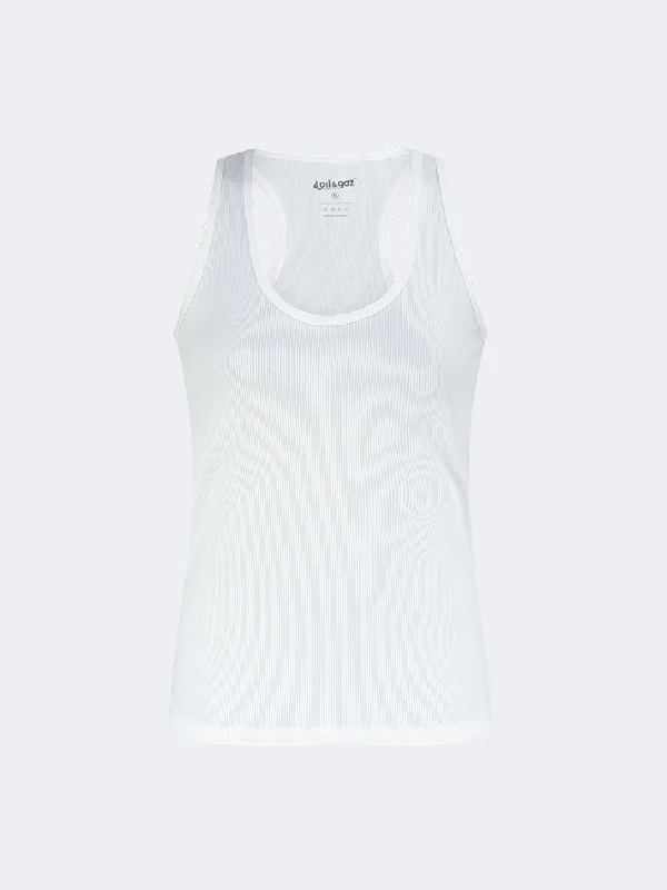 Oil And Gaz Ribbed Women Training Tank White spandex blend tank