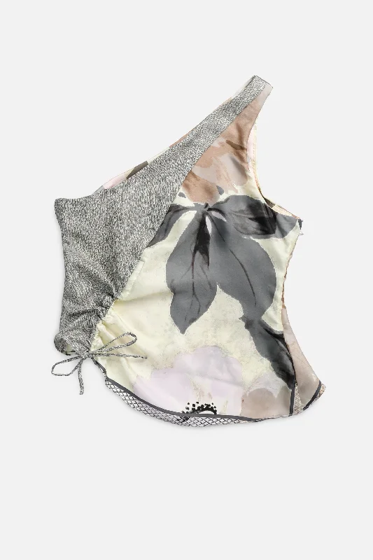 Rework Silk Scarf Ruche Tank - L flirty tank top