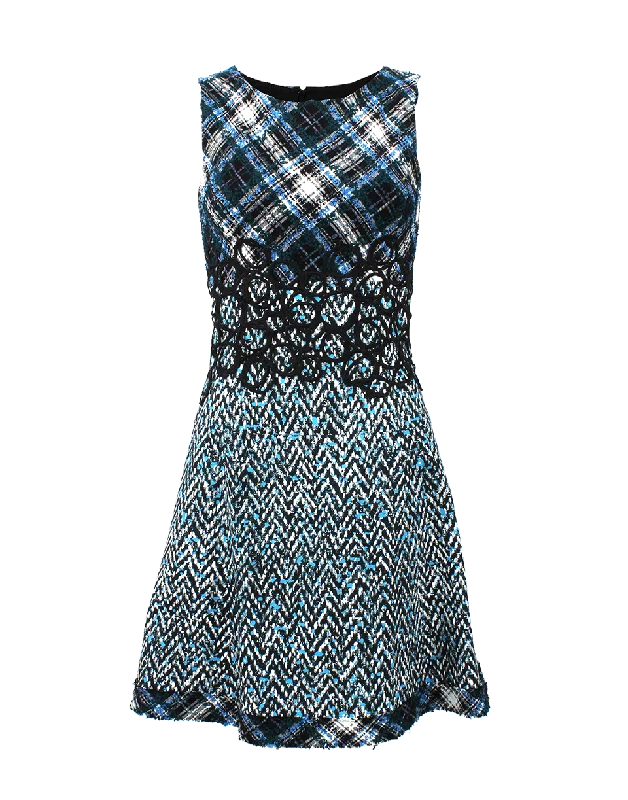 Tweed Top Print Dress Bodycon Club Sequined