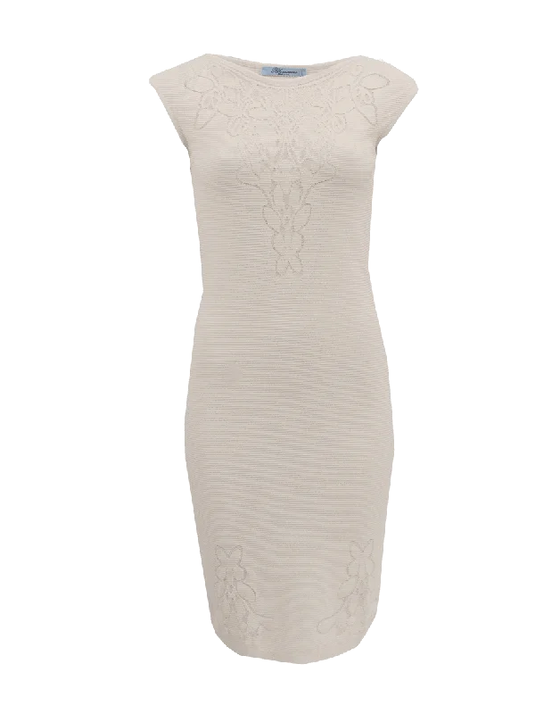 Fitted Floral Detail Dress Tunics Wedding white