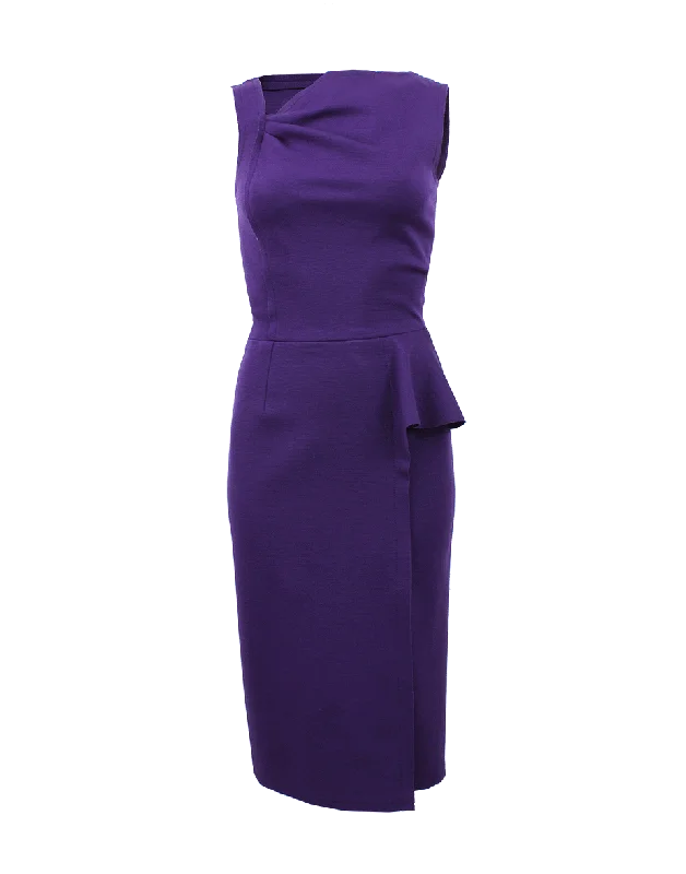 Slim Fit Dress With Belt Cowl Neckline Elegant