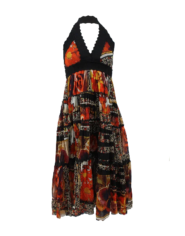 Halter Print Dress A-Line Day Work