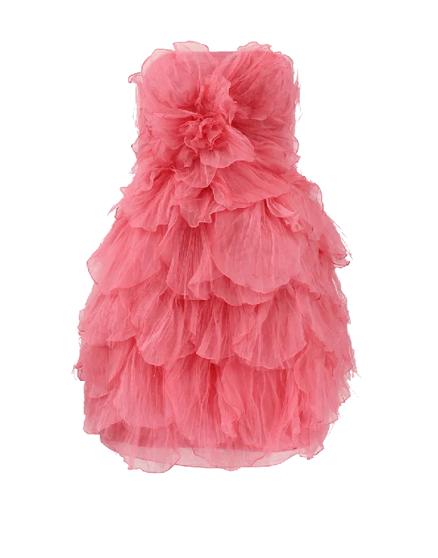 Strapless Tulle Petal Dress Tunics Canvas sturdy