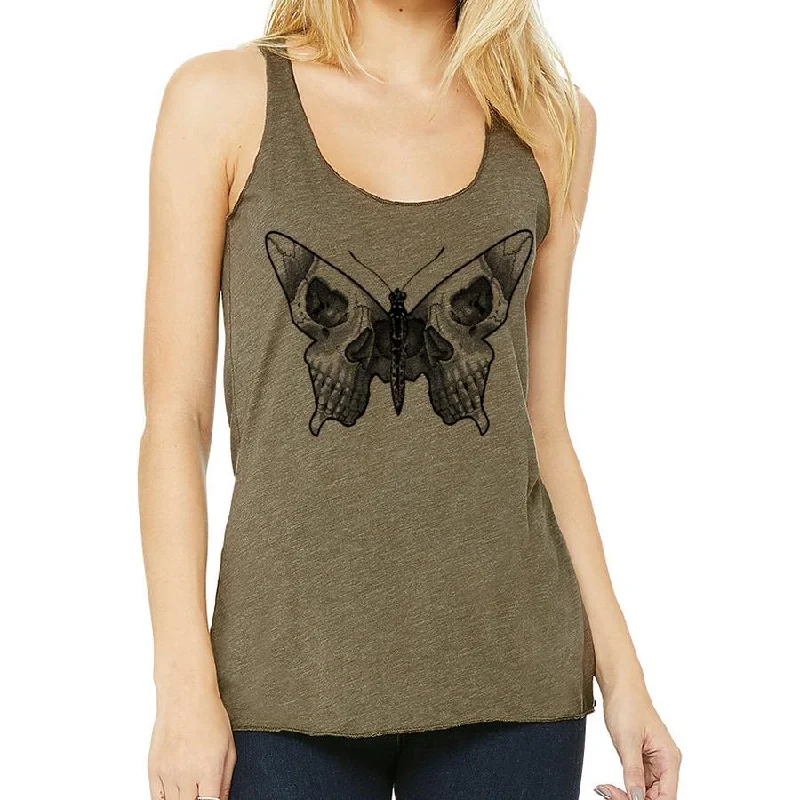 Butterfly skull racerback tank loose fit tank