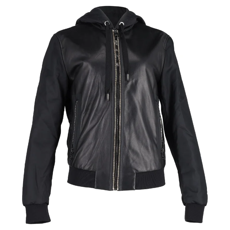 Dolce & Gabbana Zipped Hooded Jacket in Black Leather Rayon Jacket Velvet Jacket Corduroy Jacket Dolce & Gabbana Zipped Hooded Jacket in Black Leather Rayon Jacket Velvet Jacket Corduroy Jacket