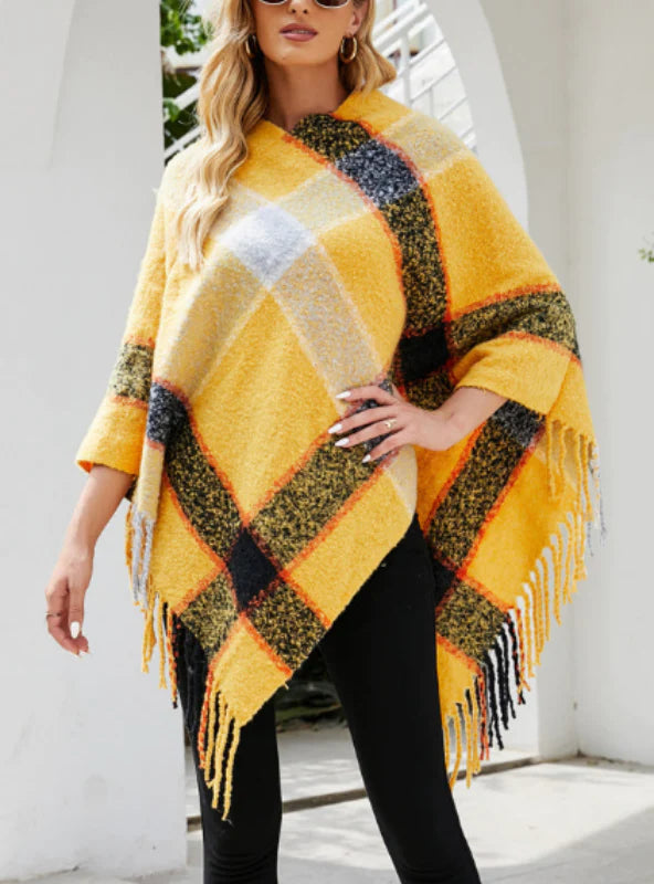 CONTRASTING STRIPED CLOAK FRINGED SCARF SHAWL Soft Summer Shawl Wrap