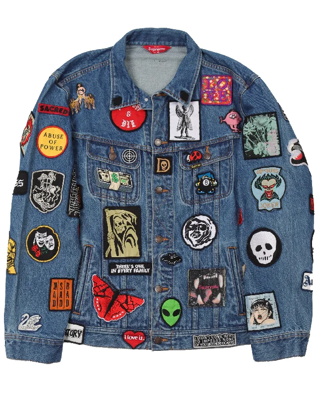 Patches Denim Trucker Jacket Chenille Fabric Brocade Fabric Lace Fabric