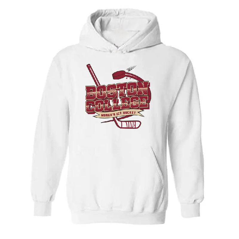 Boston College - NCAA Women's Ice Hockey : Olivia O'Brien - Sports Shersey Hooded Sweatshirt Hoodie with Bell Sleeves Flared Feminine