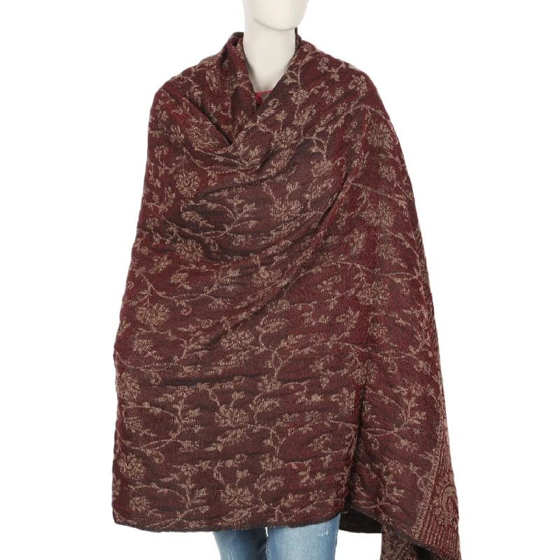 Women's Shawl - Maroon Cozy Woolen Shawl Cape