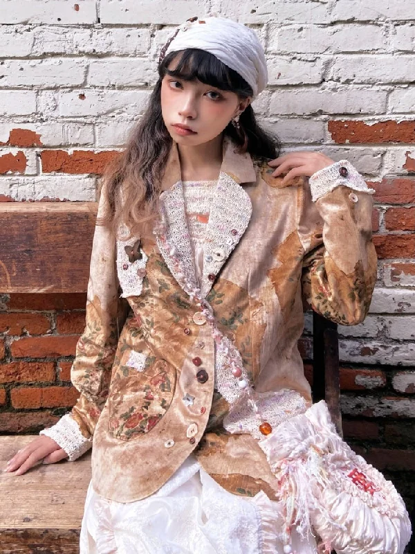 Retro Velvet Splicing Various Buttons Floral Jacket【s0000003586】 Appliqued Jacket Beaded Jacket Sequined Jacket Retro Velvet Splicing Various Buttons Floral Jacket【s0000003586】 Appliqued Jacket Beaded Jacket Sequined Jacket
