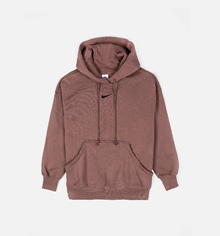 NSW Phoenix Fleece Pullover Womens Hoodie - Smokey Mauve Hoodie with Puffed Sleeves Voluminous Trendy