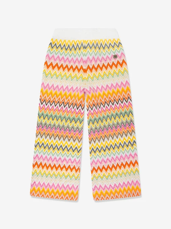 Missoni Girls Zigzag Knitted Trousers in Multicolour Trousers Exclusive Limited