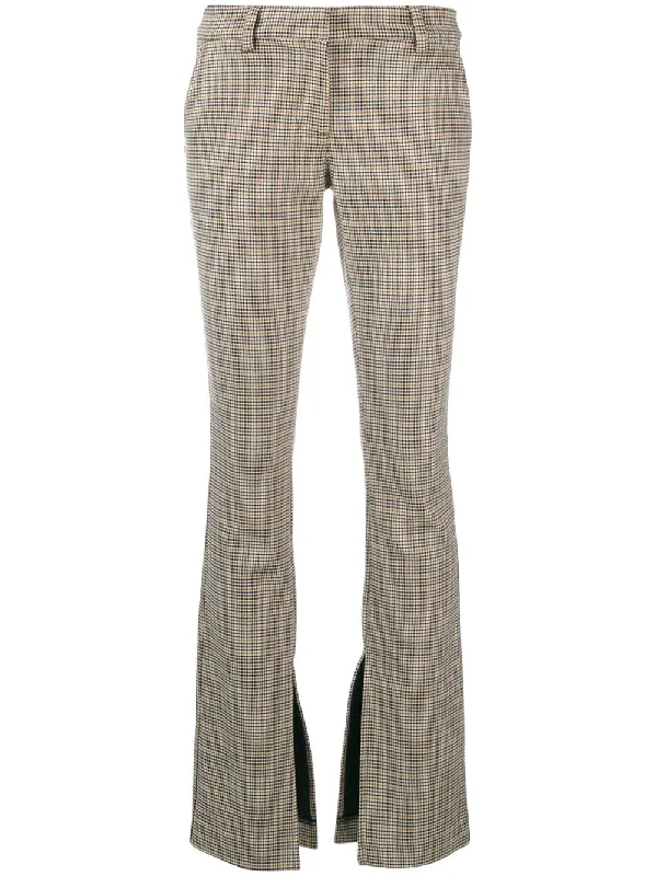 checked slit detail trousers Trousers Modern Contemporary