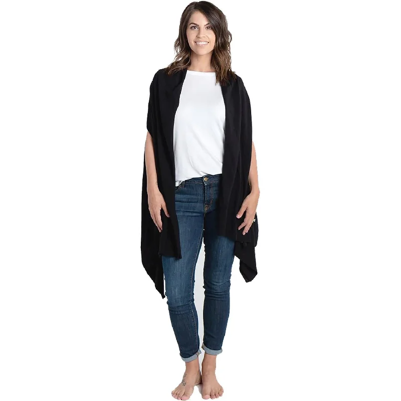 Women's Zestt Organics Organic Cotton Roma Shawl Black Classic Cashmere Shawl Scarf