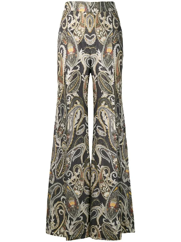 paisley print flared trousers Trousers Top Rated