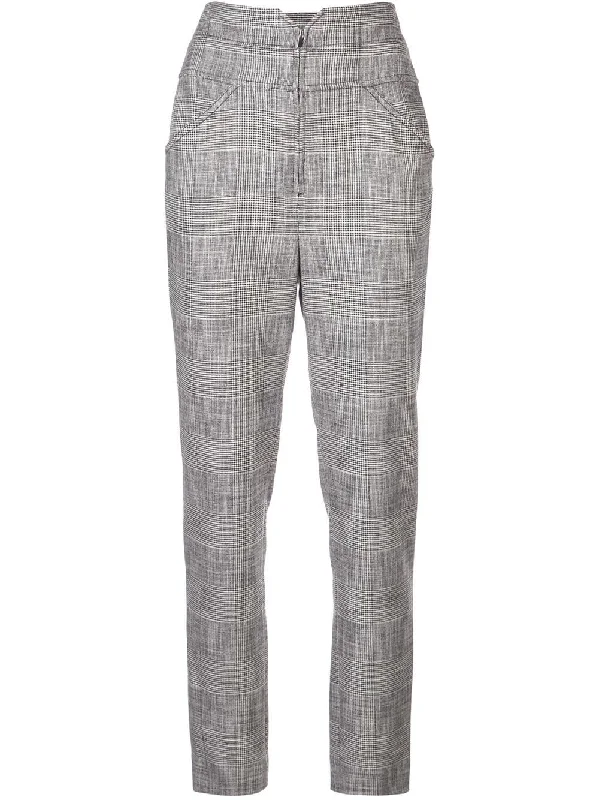 narrow check printed trousers Trousers High Rise Slim Fit