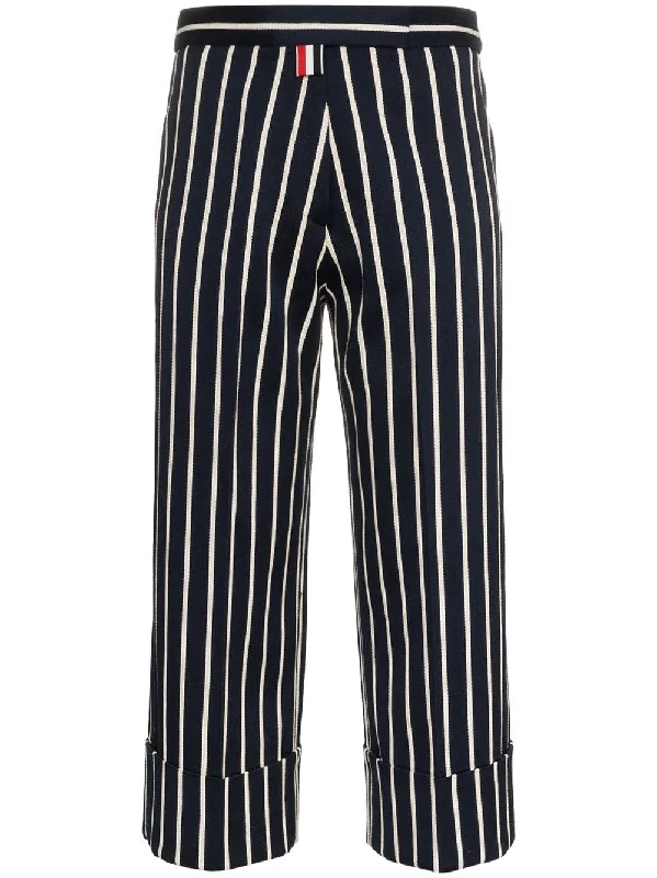 cropped stripe silk trousers Trousers Satin Smooth